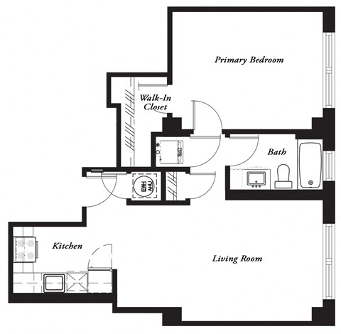 YH B 726sf Floor Plan at York House, Saint Louis, 63108